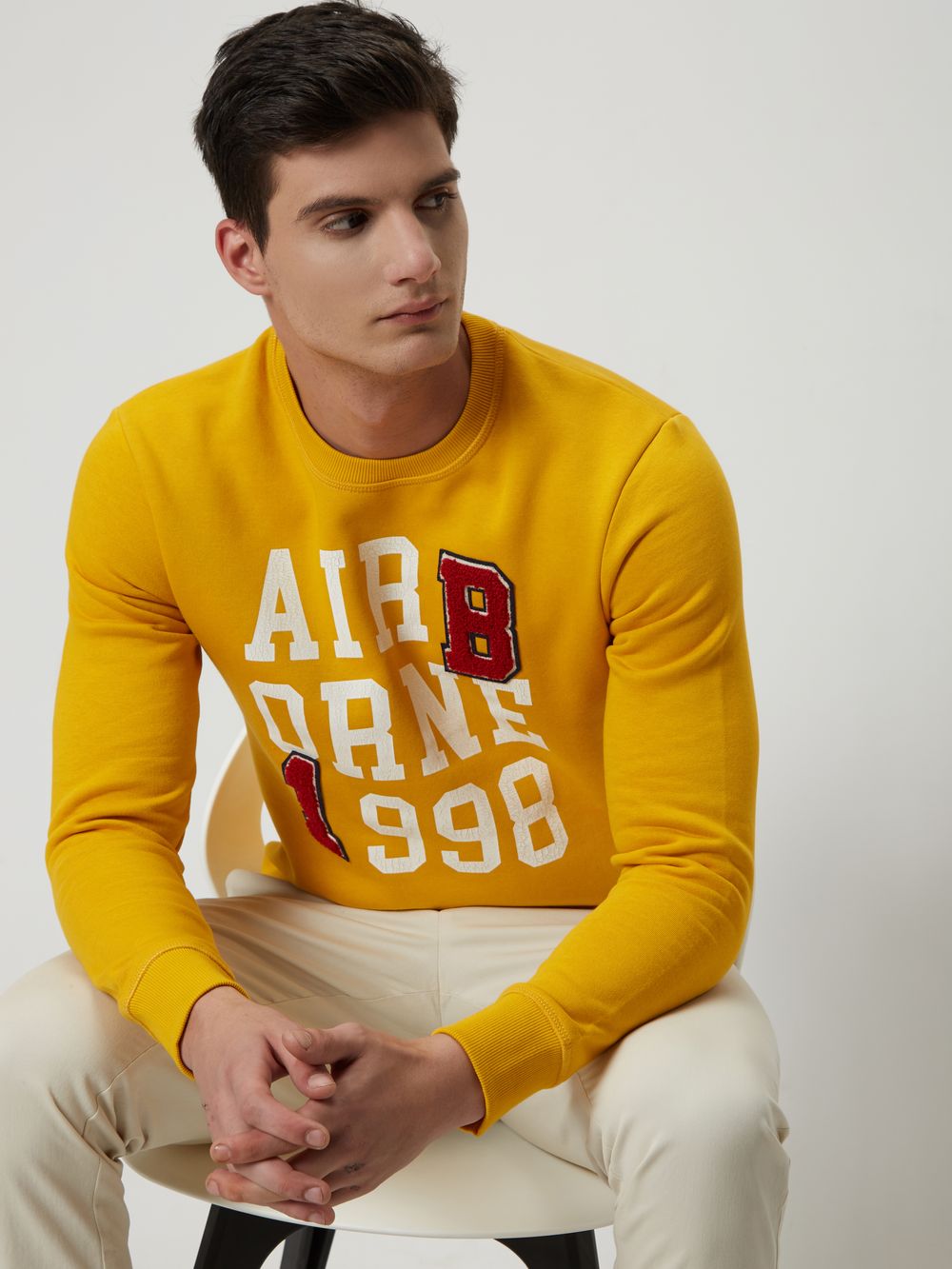 Mustard & Red Plain Knitted Fleece Sweatshirt