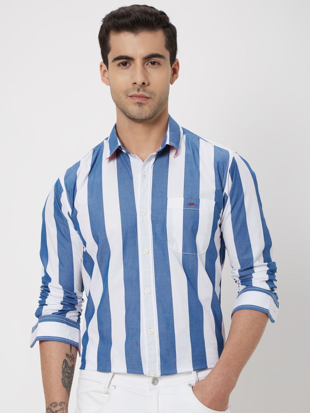 Blue & White Awning Stripe Shirt