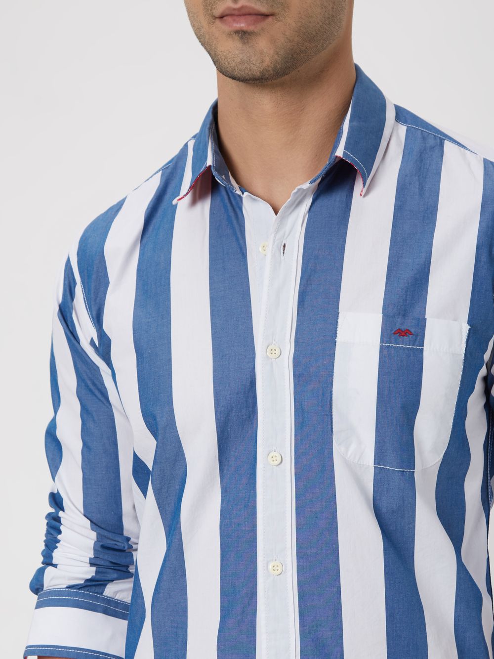 Blue & White Awning Stripe Shirt