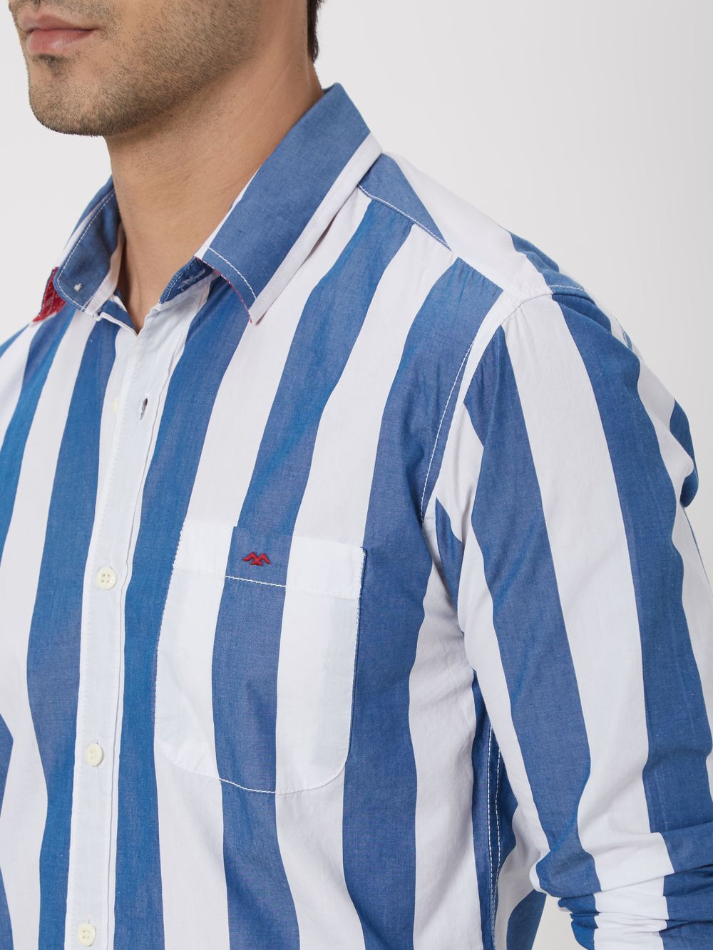 Blue & White Awning Stripe Shirt