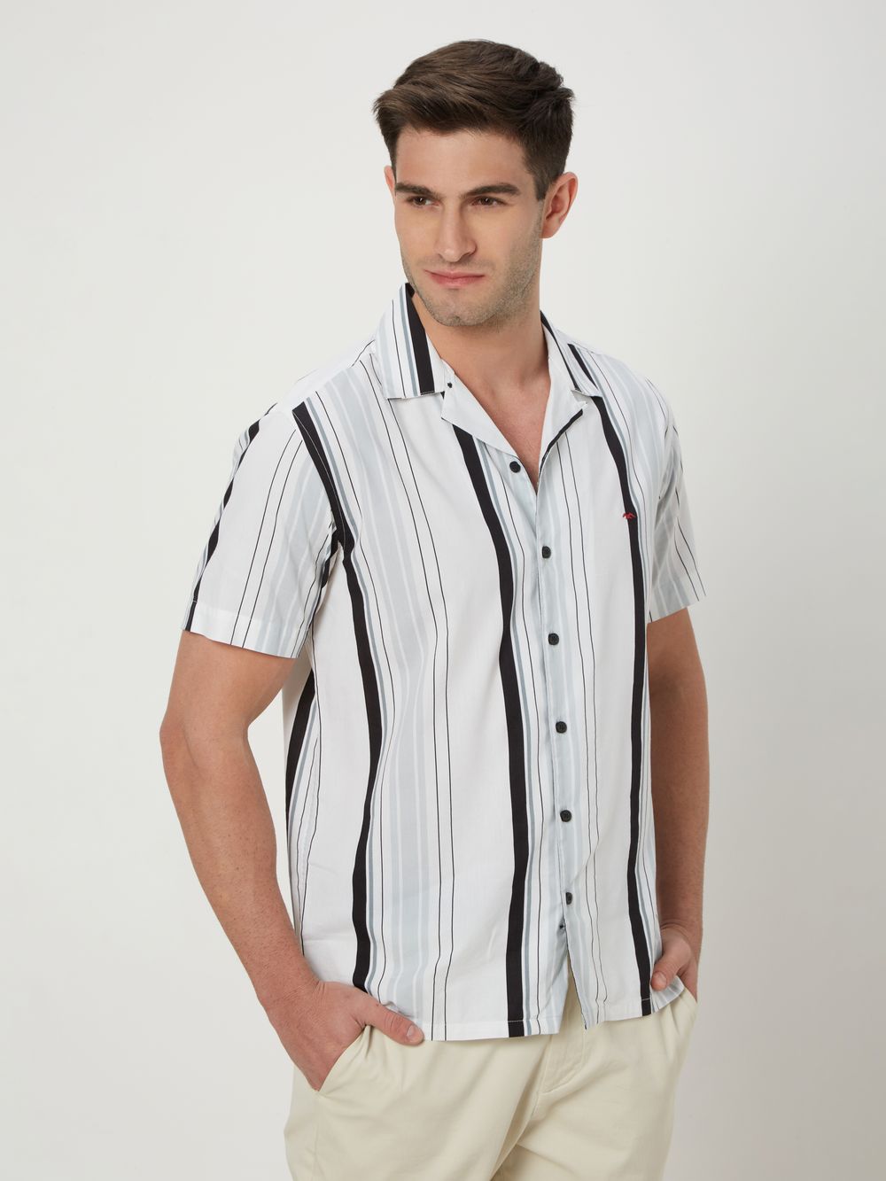 White & Black Resort Stripe Shirt