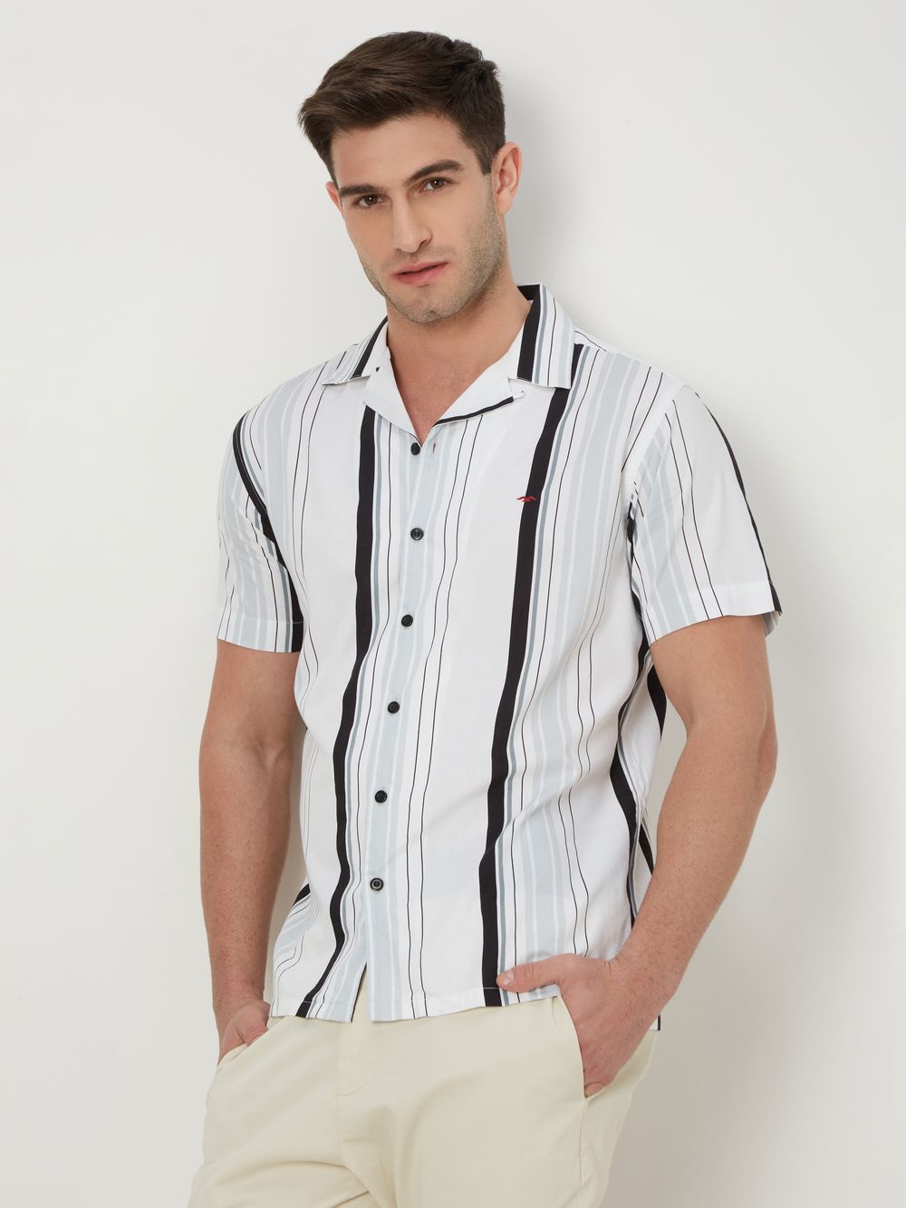 White & Black Resort Stripe Shirt