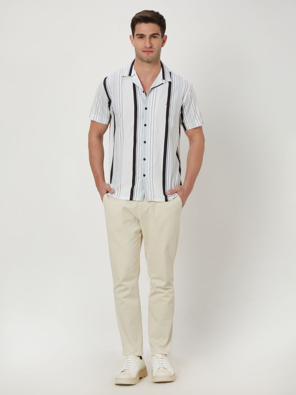 White & Black Resort Stripe Shirt