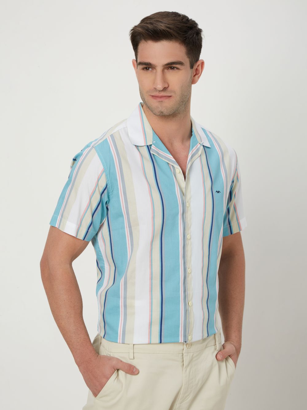 Light Green & Mufti Resort Stripe Shirt