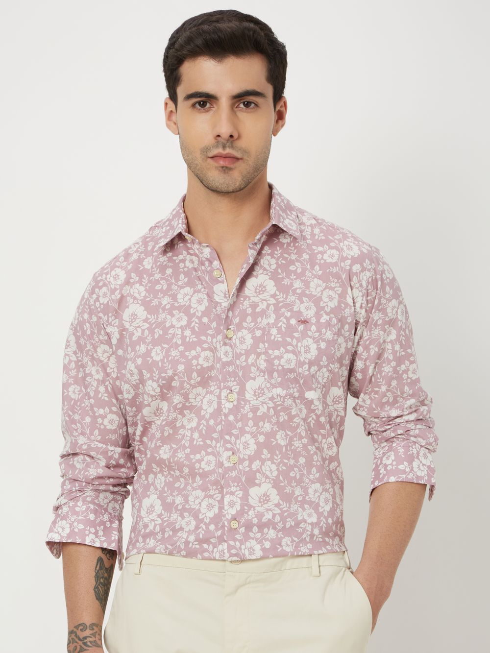 Pink & White Floral Print Shirt