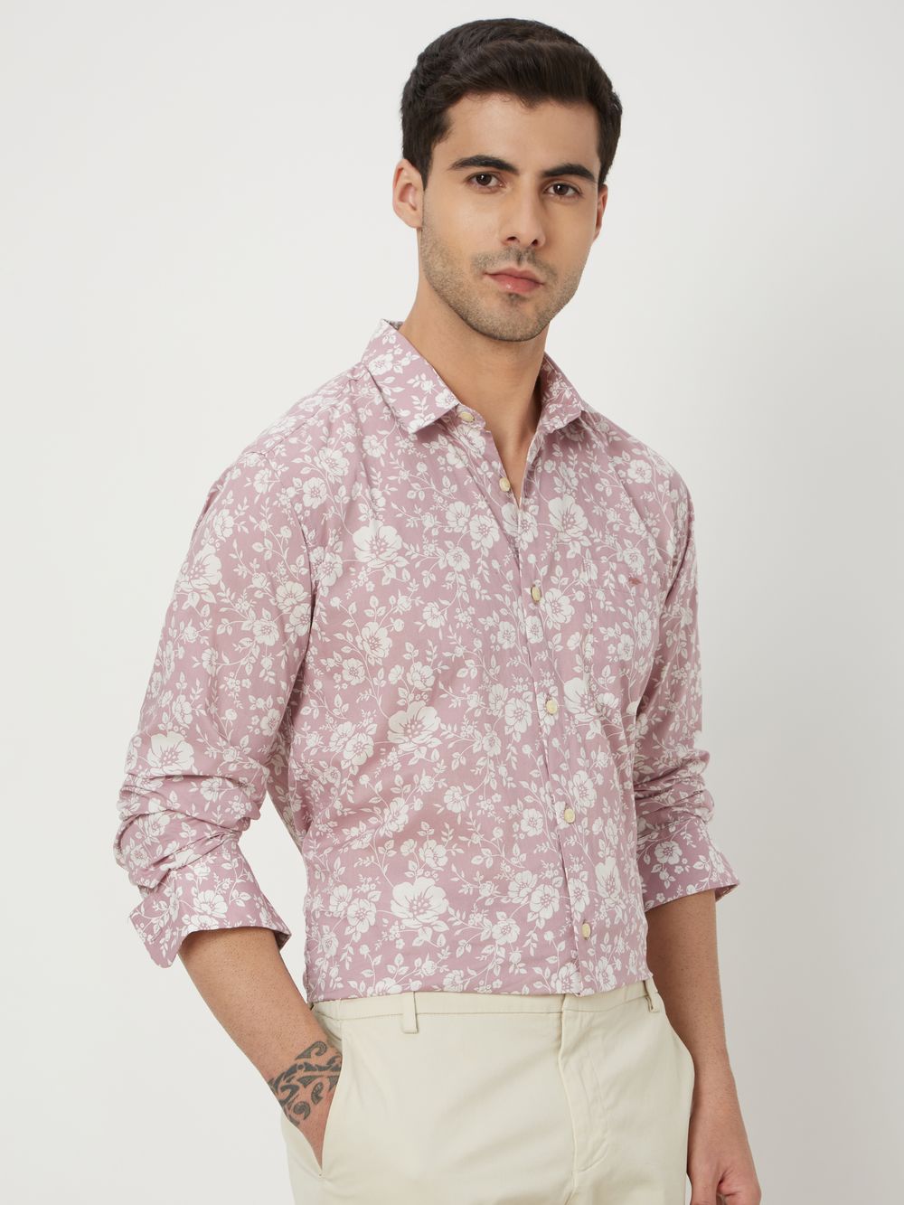 Pink & White Floral Print Shirt