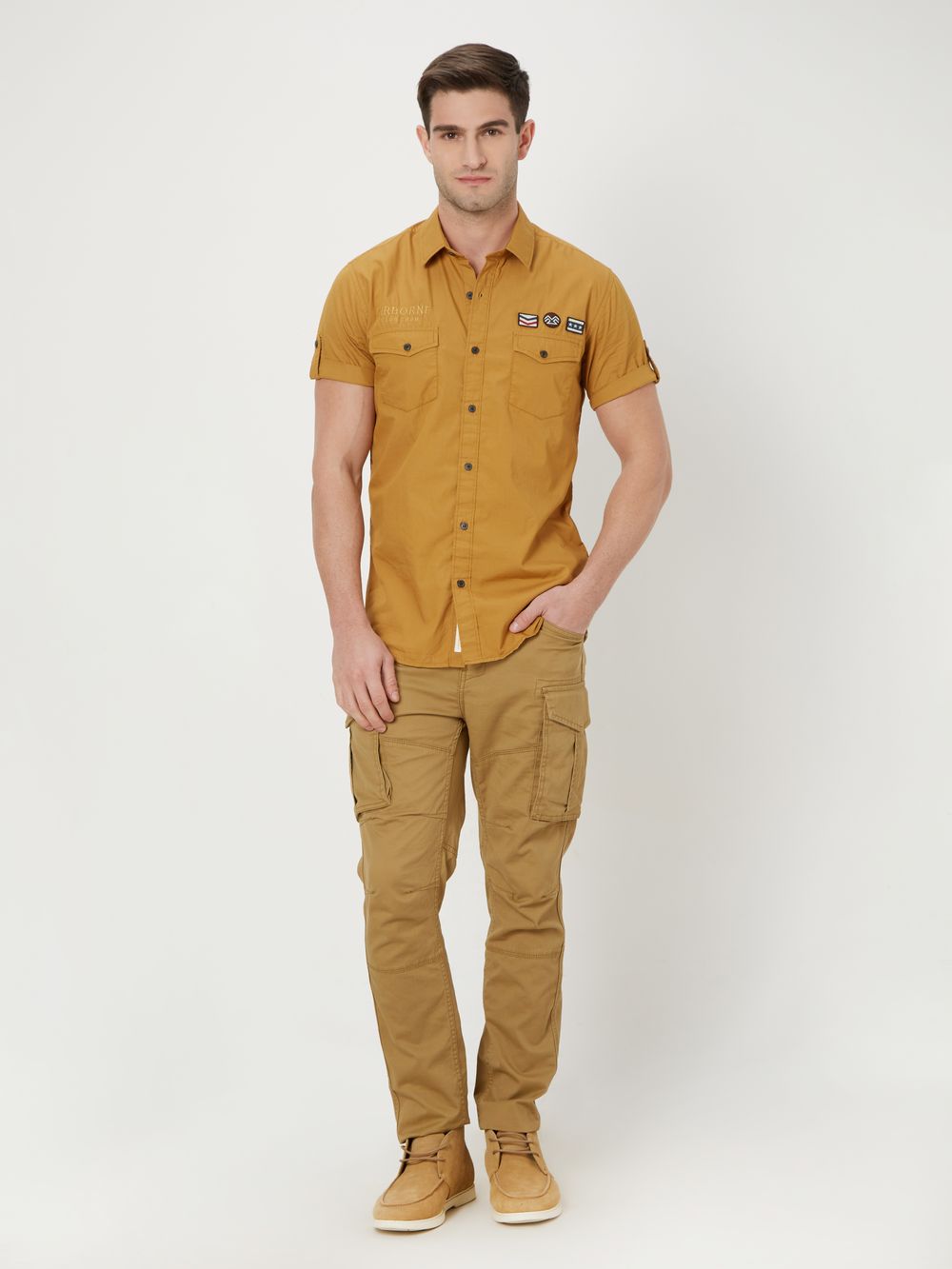 Khaki Cotton Plain Shirt