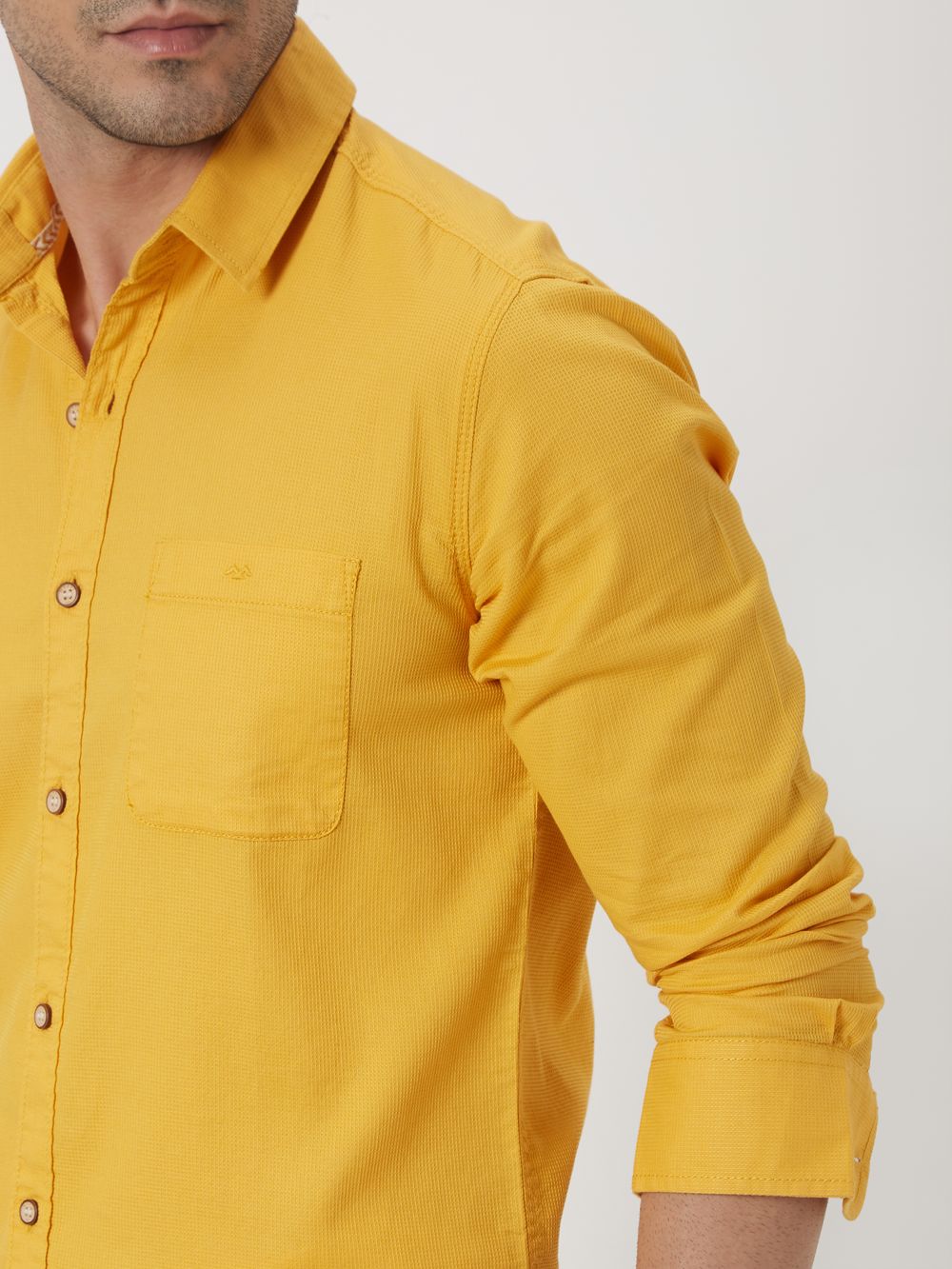 Mustard Dobby Slim Fit Casual Shirt