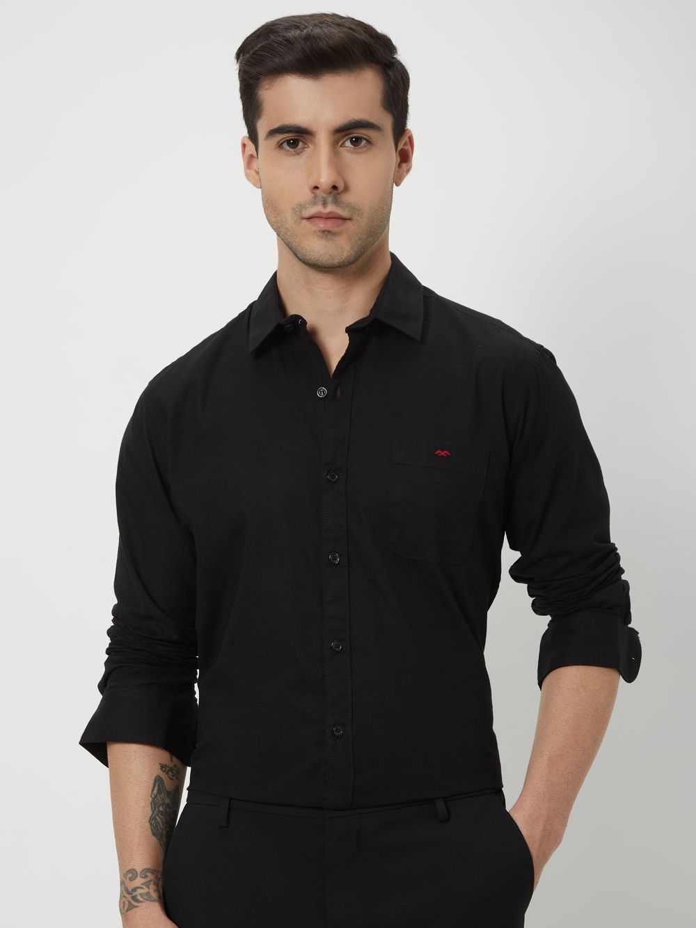 Black Slim Fit Casual Shirt