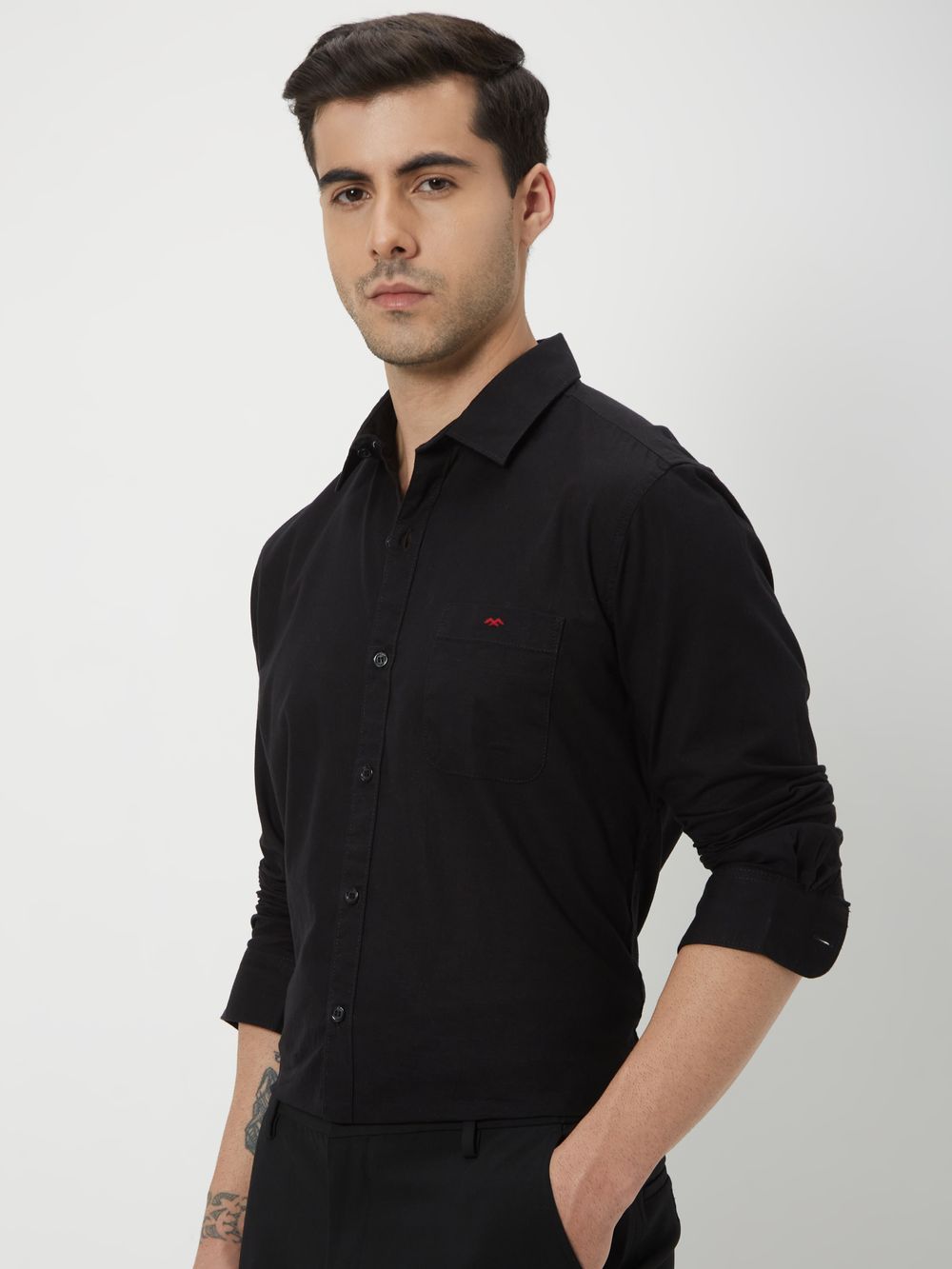 Black Slim Fit Casual Shirt