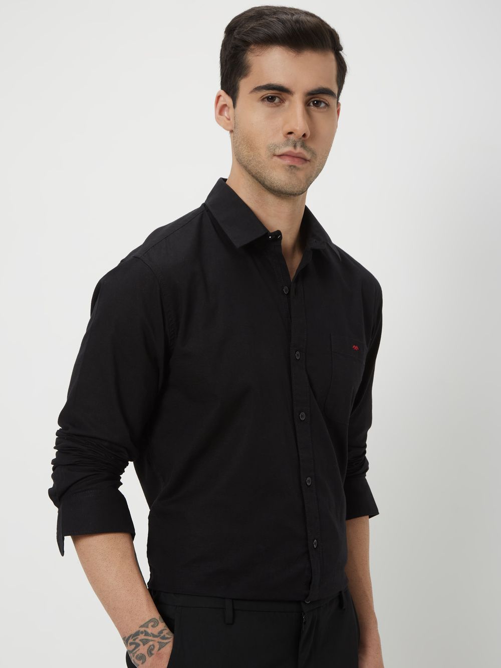 Black Slim Fit Casual Shirt