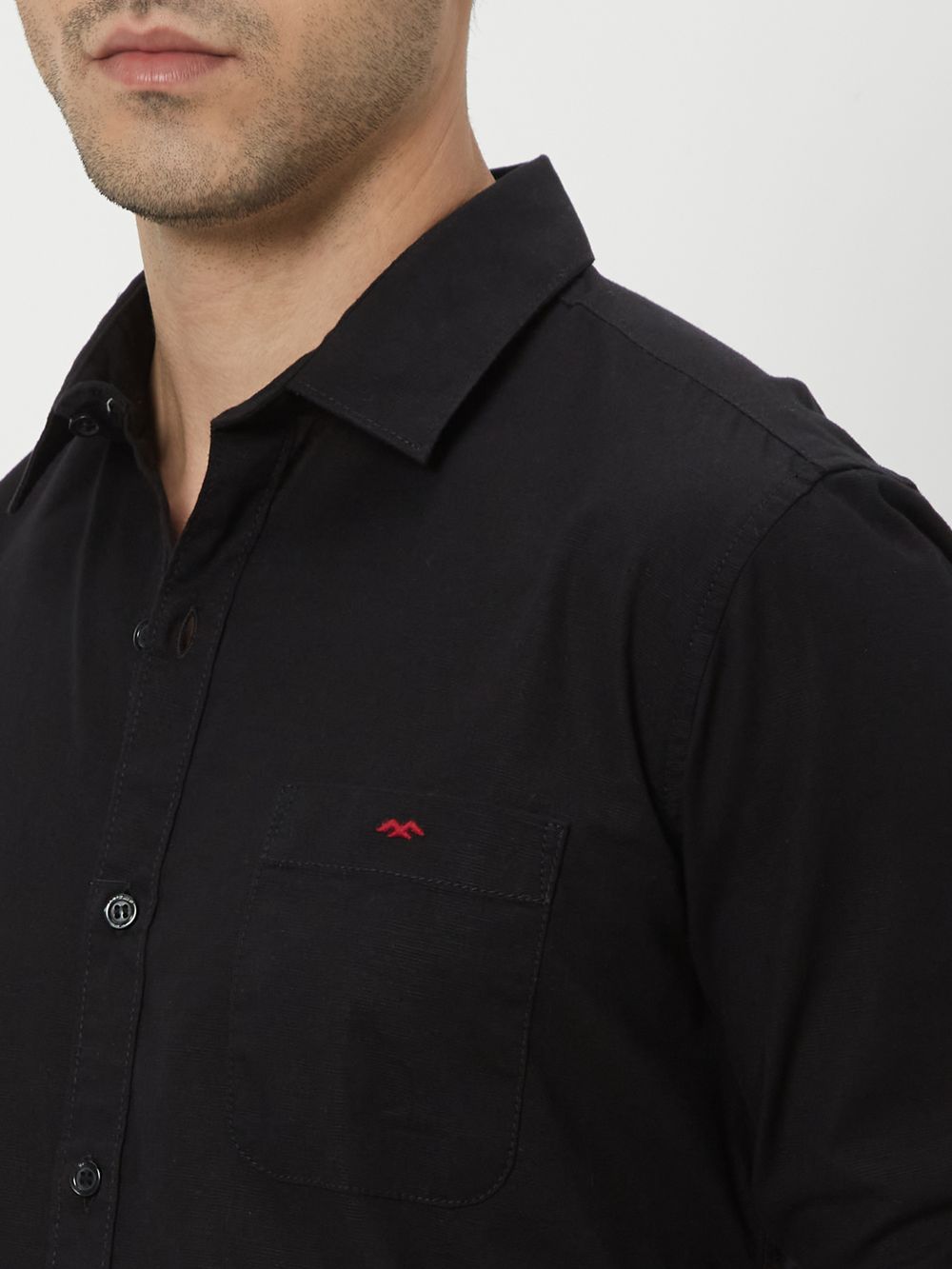 Black Slim Fit Casual Shirt