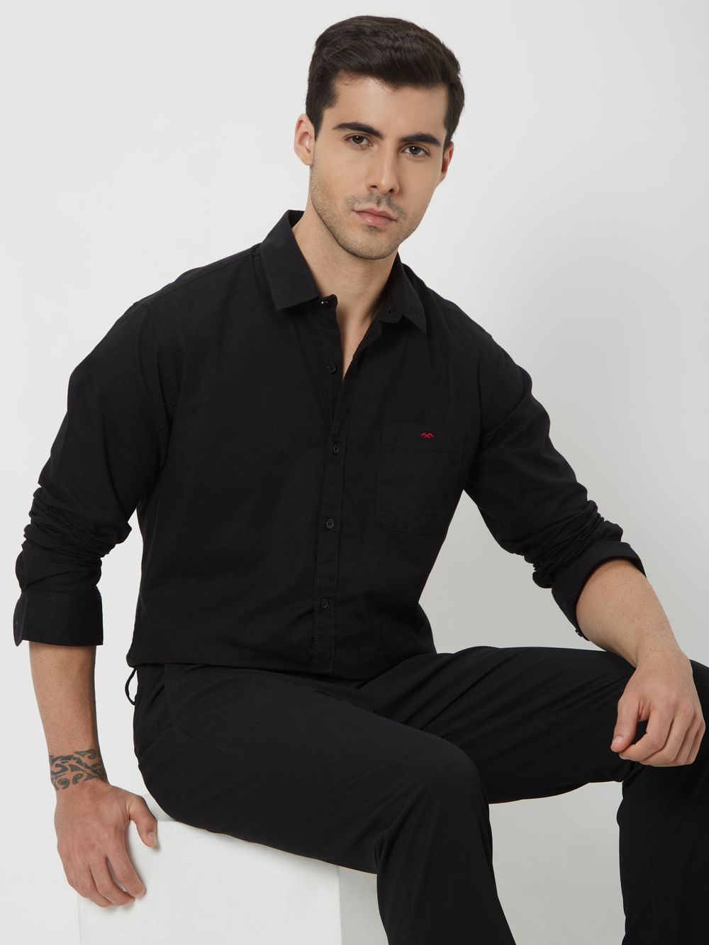 Black Slim Fit Casual Shirt