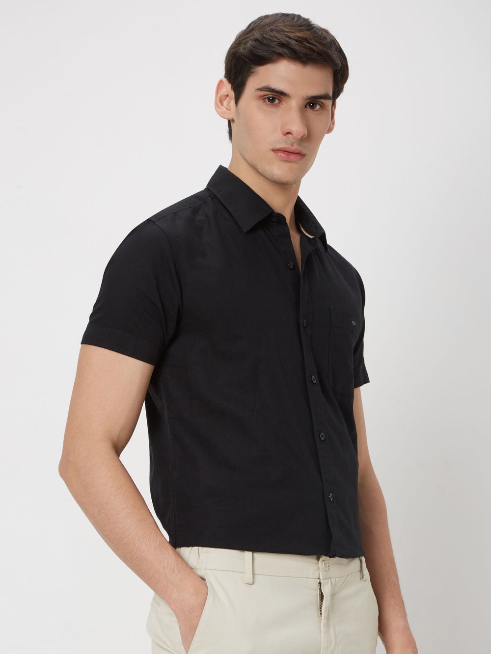 Black Slim Fit Casual Shirt