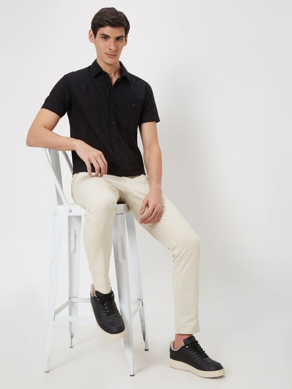 Black Slim Fit Casual Shirt