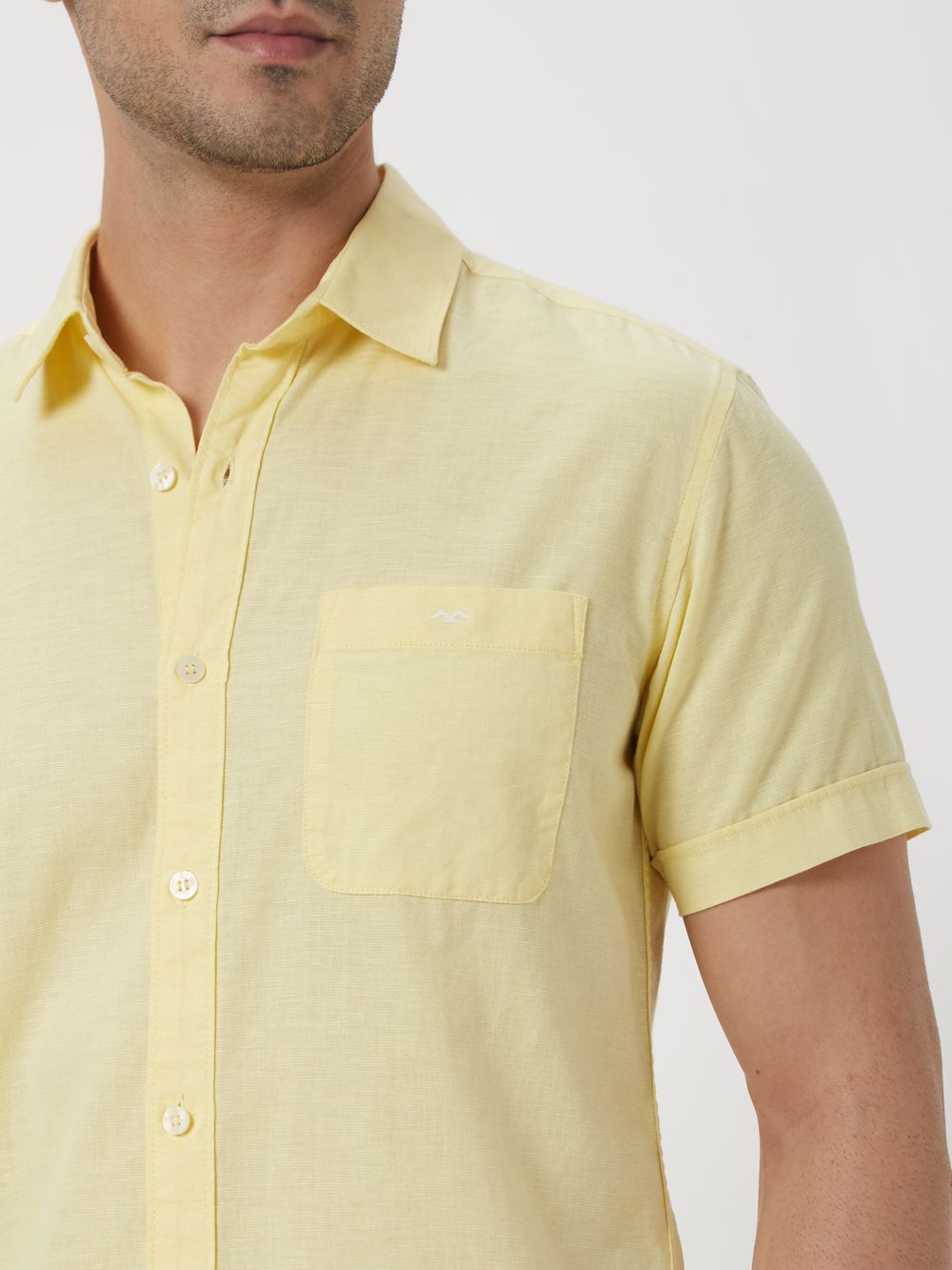 Light Yellow Slim Fit Casual Shirt