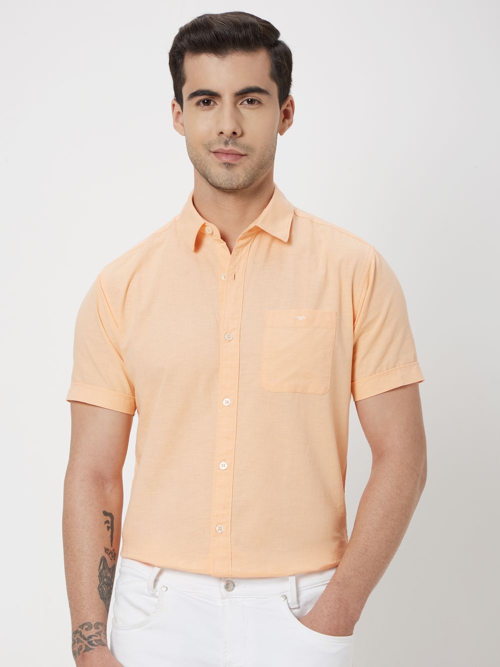Peach Slim Fit Casual Shirt