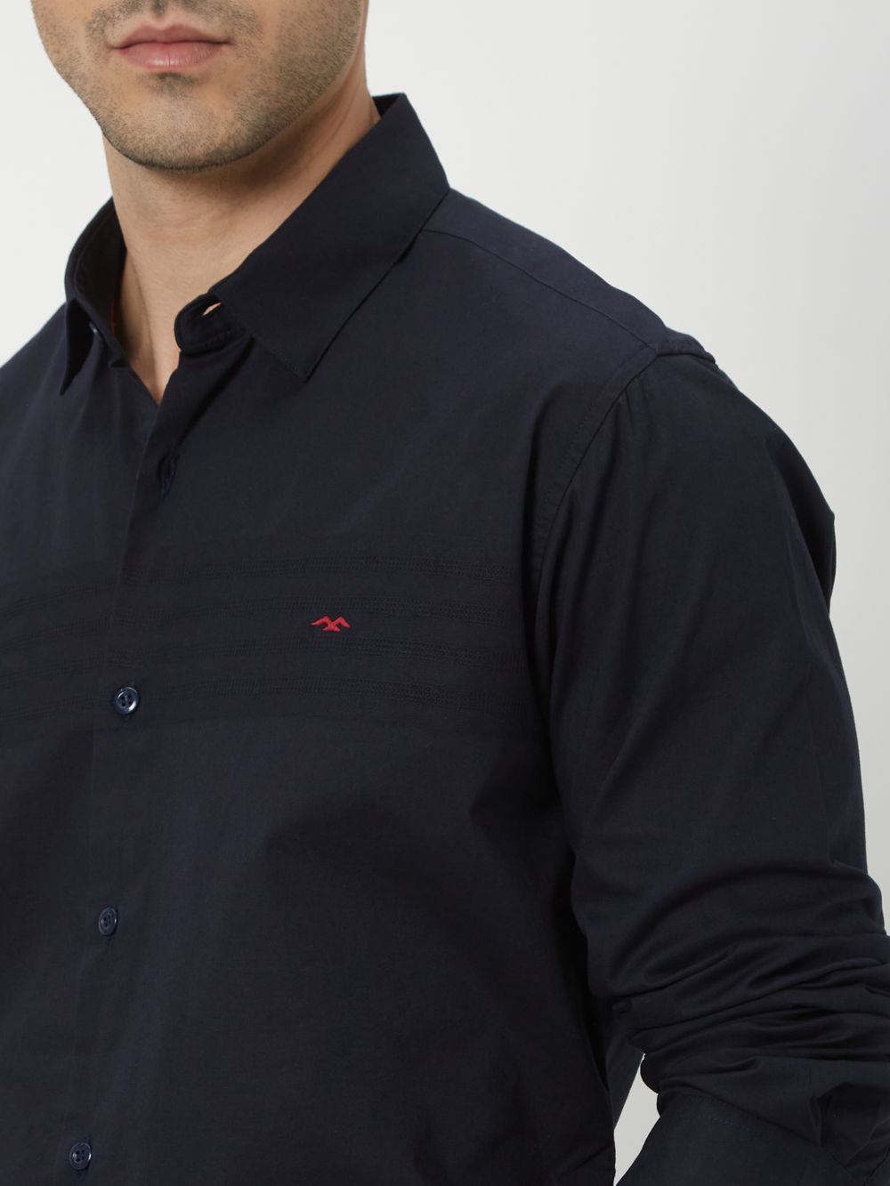 Black Textured Dobby Slim Fit Casual Shirt