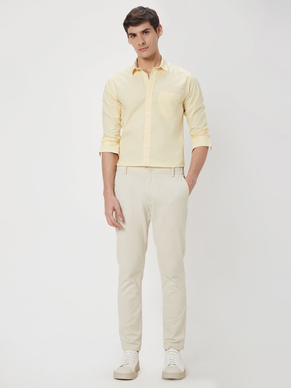 Light Yellow Slim Fit Casual Shirt