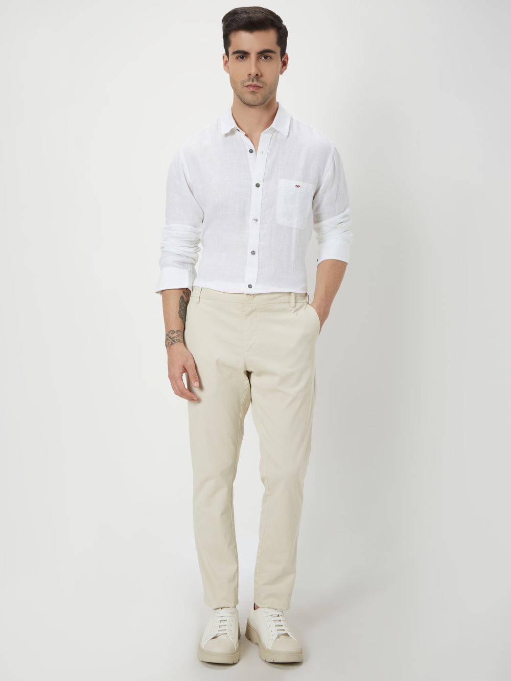 White Slim Fit Casual Shirt