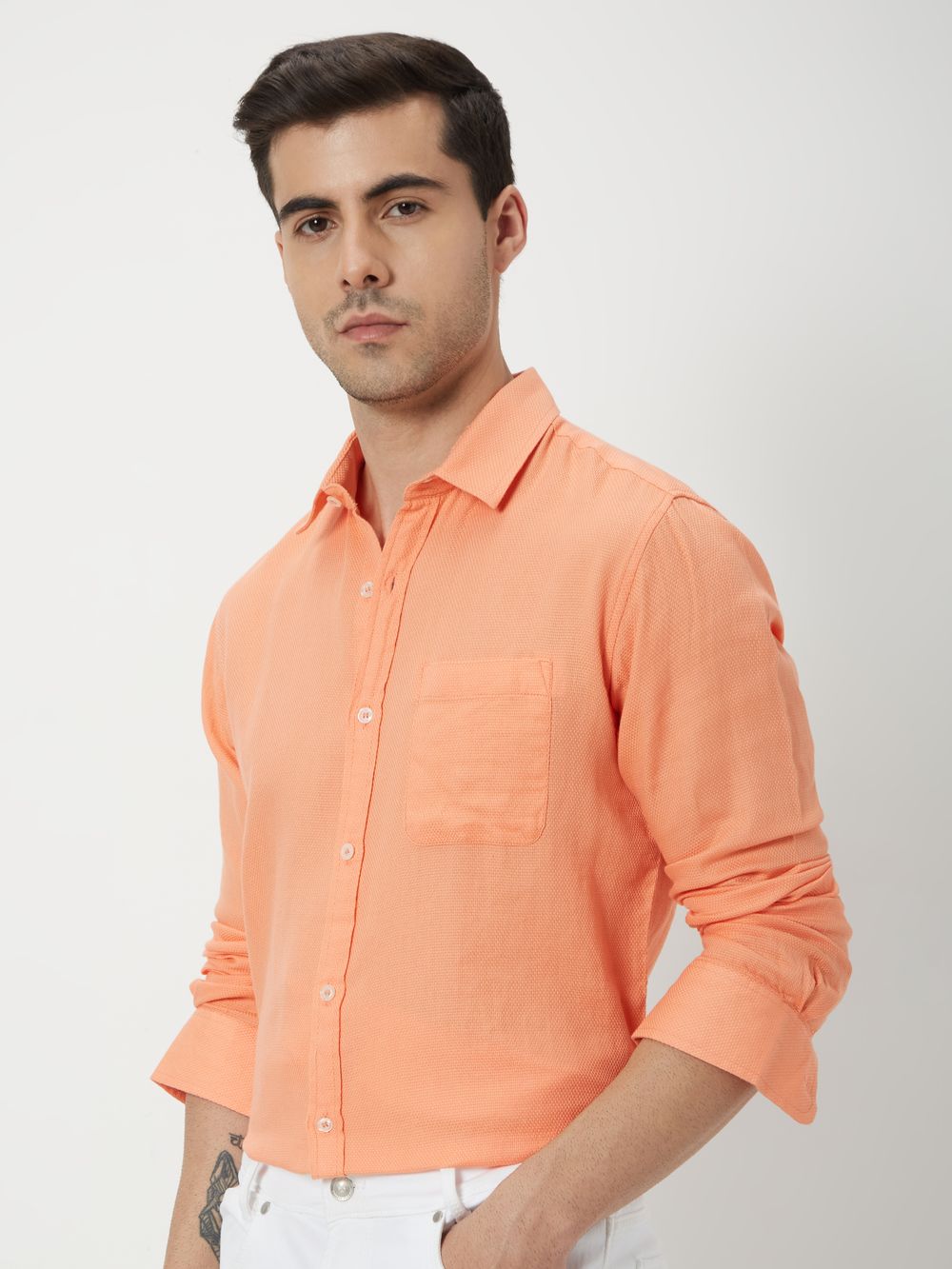 Orange & Plain Dobby Shirt