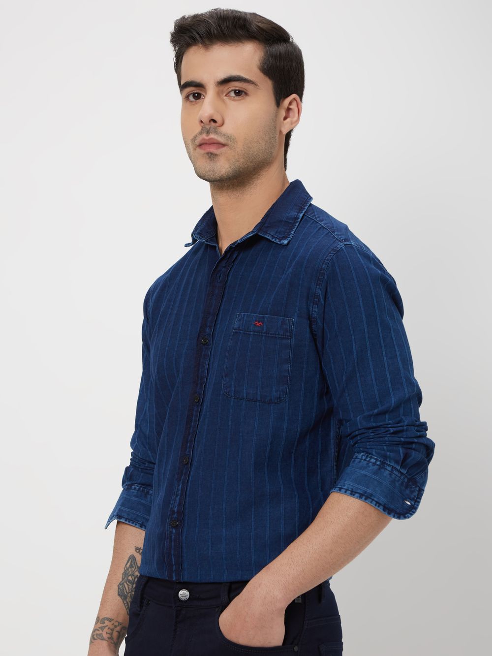 Indigo Blue Denim Plain Shirt