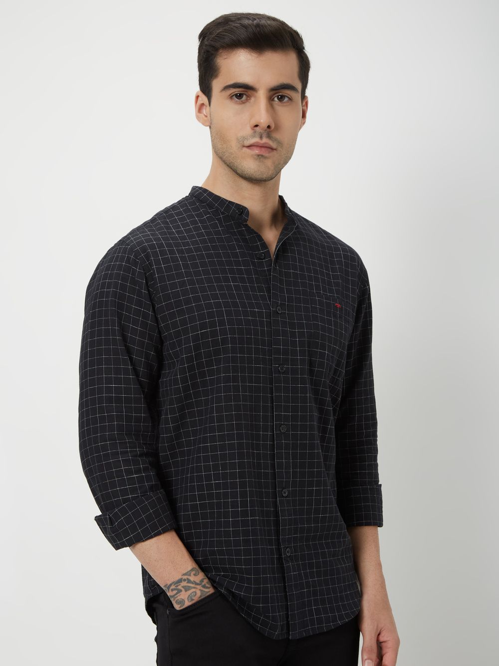 Black Check Slub Shirt