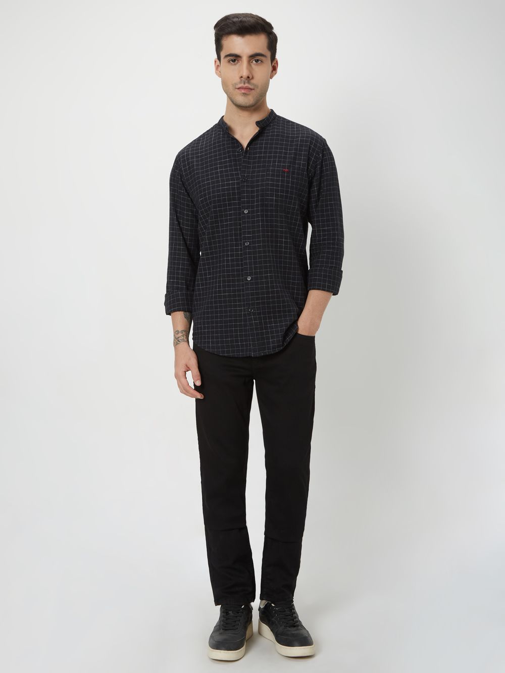 Black Check Slub Shirt