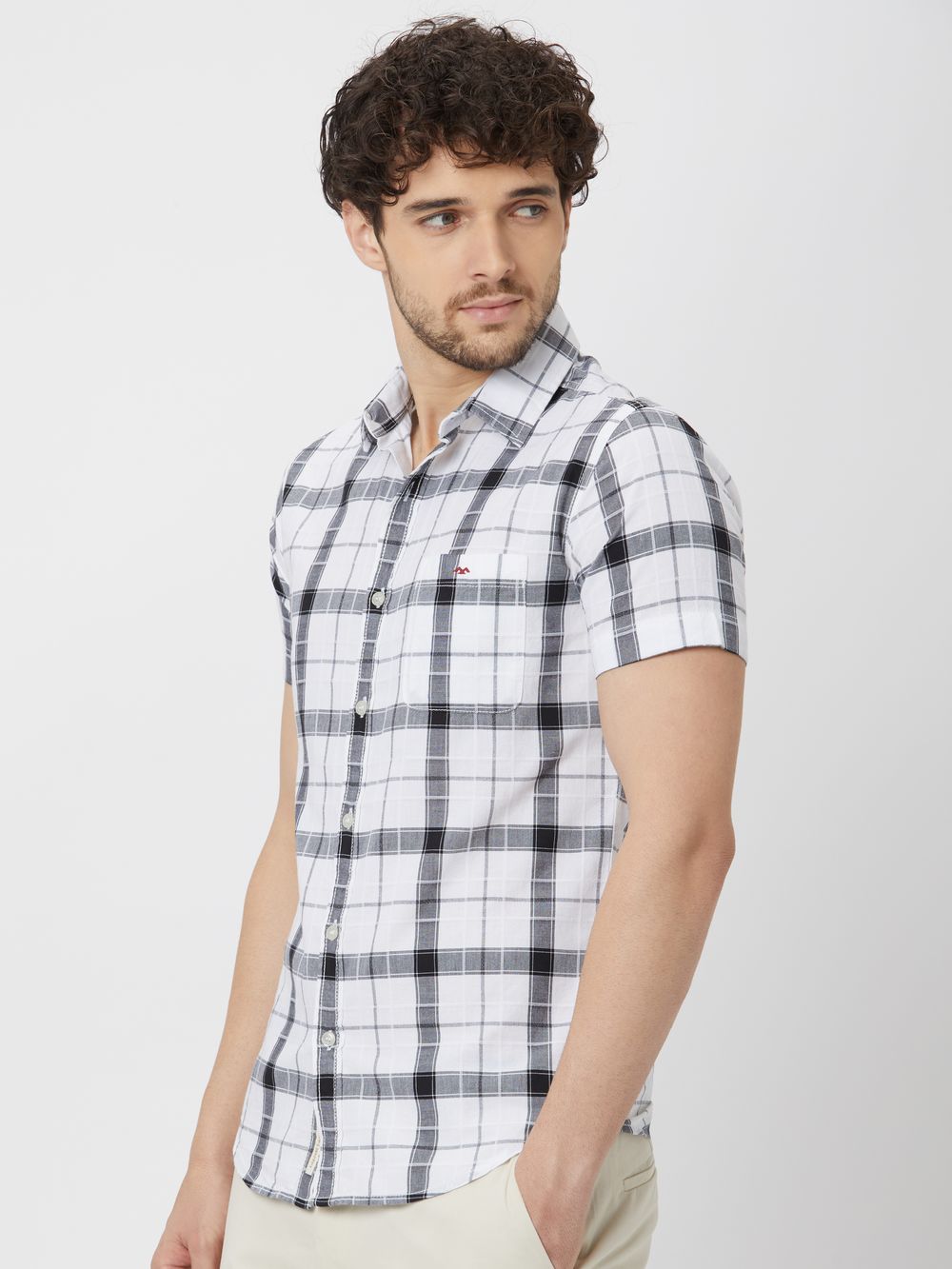 White & Black Large Check Shirt