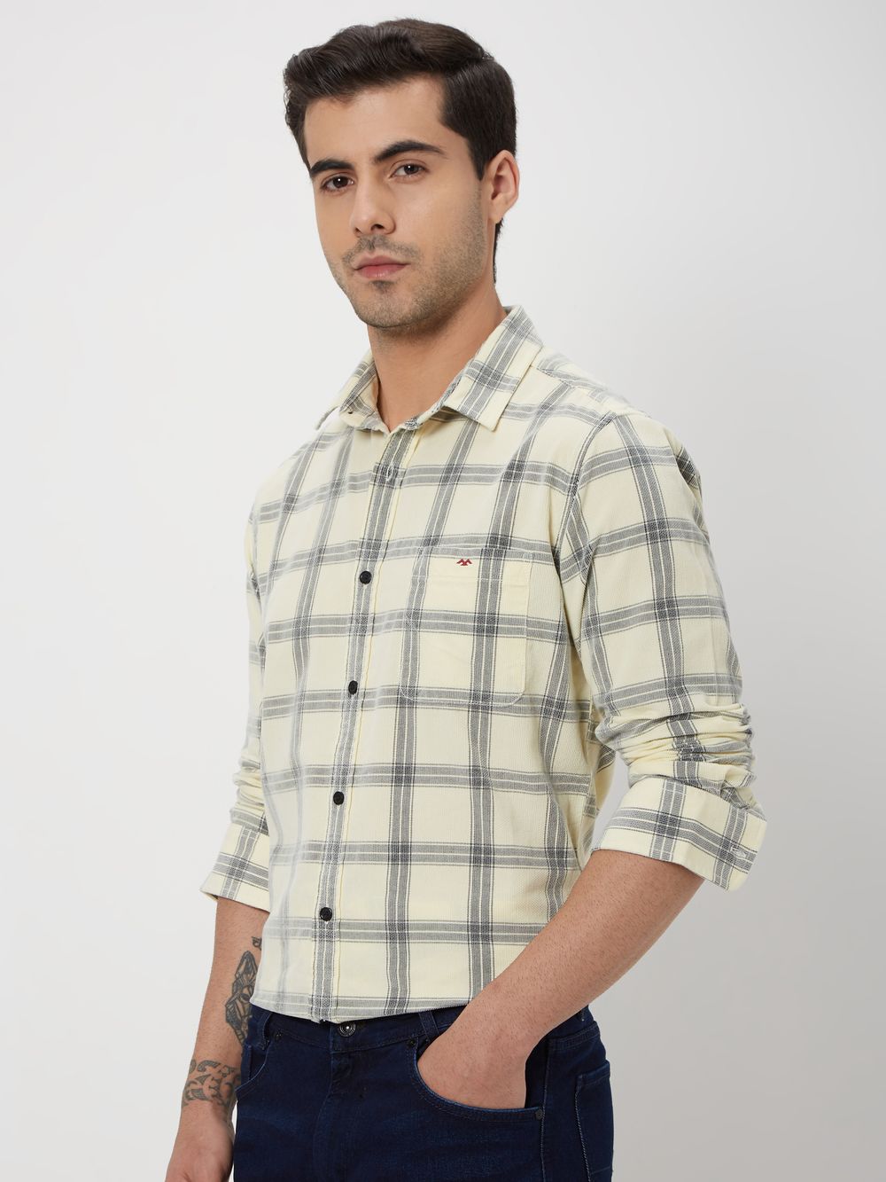 Off White Windowpane Check Shirt