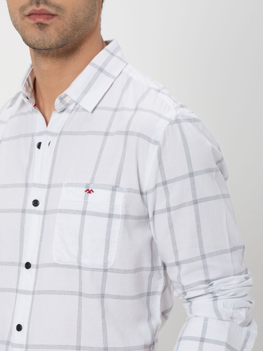 White Windowpane Check Shirt