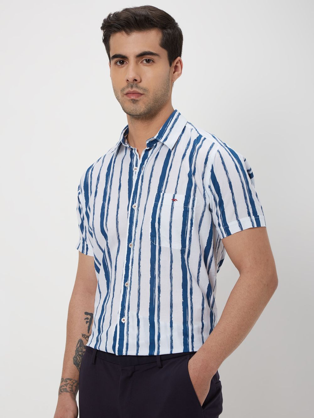 Navy Painted Stripe Shirt