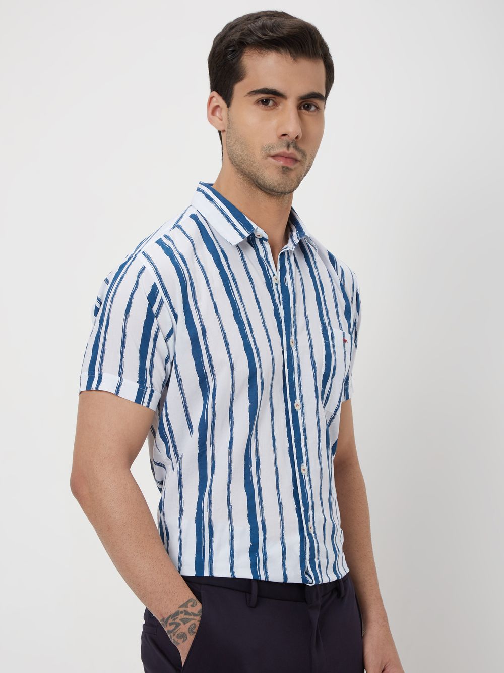 Navy Painted Stripe Shirt