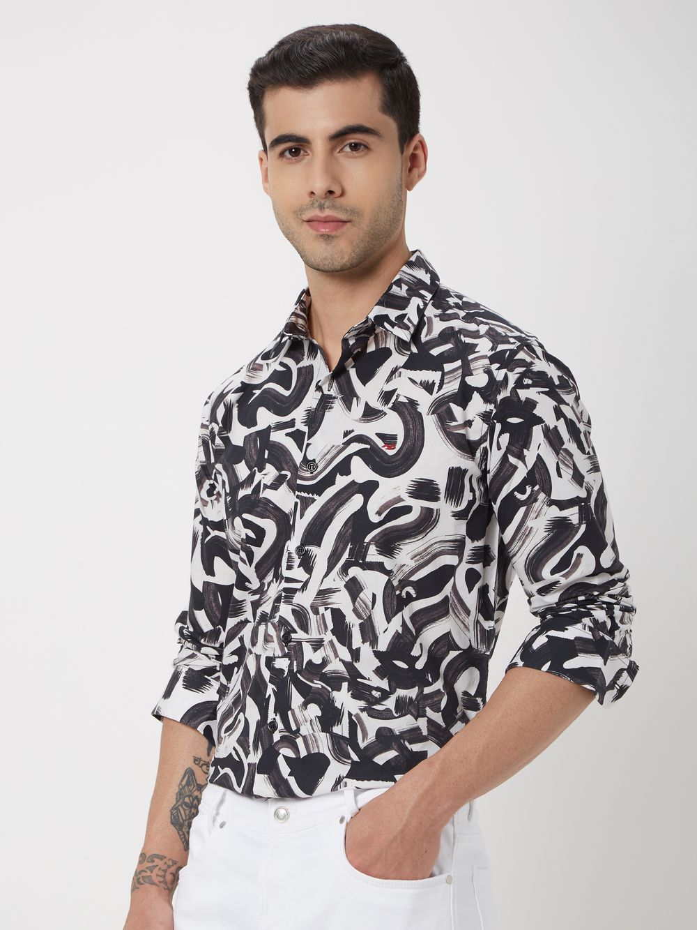 Black & White Digital Print Shirt