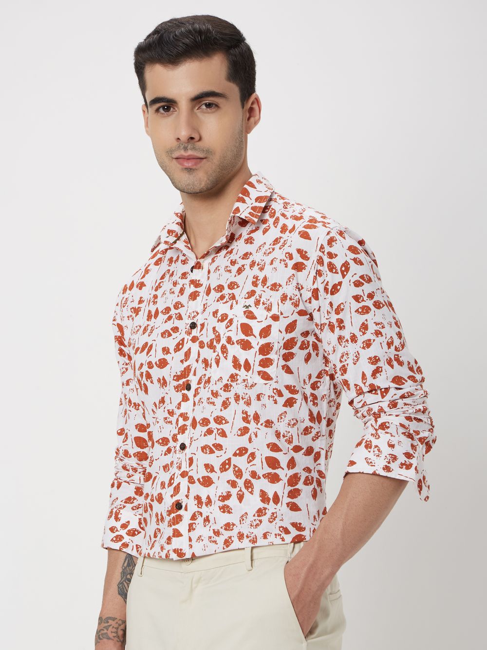 Rust Leaf Print Shirt