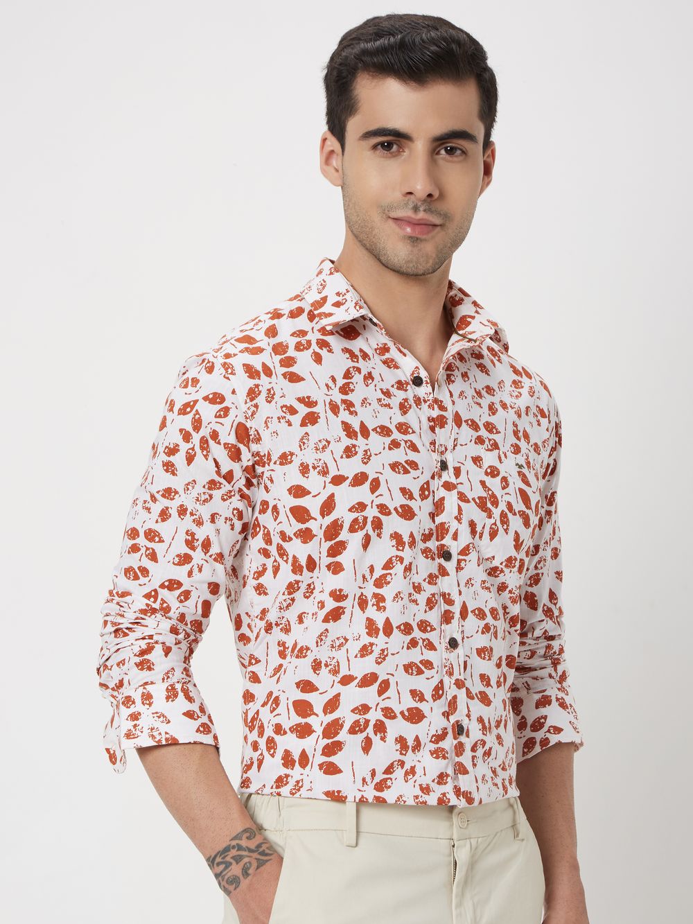 Rust Leaf Print Shirt