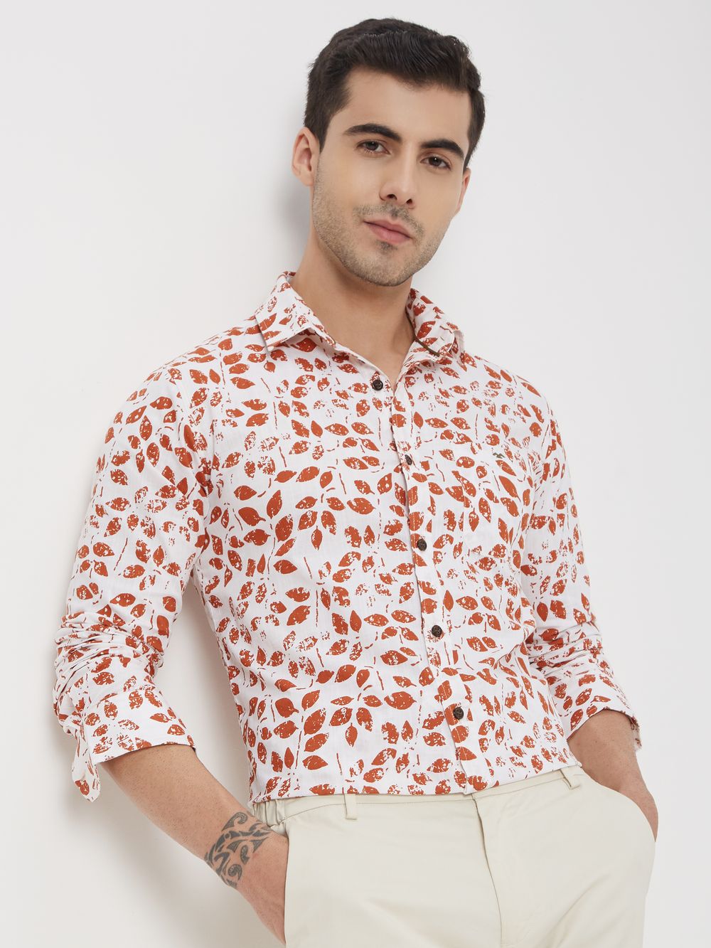 Rust Leaf Print Shirt