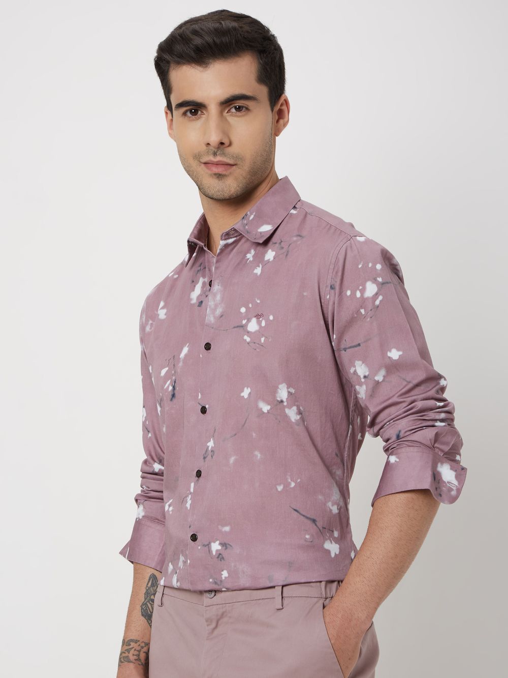 Pink Digital Print Slim Fit Casual Shirt