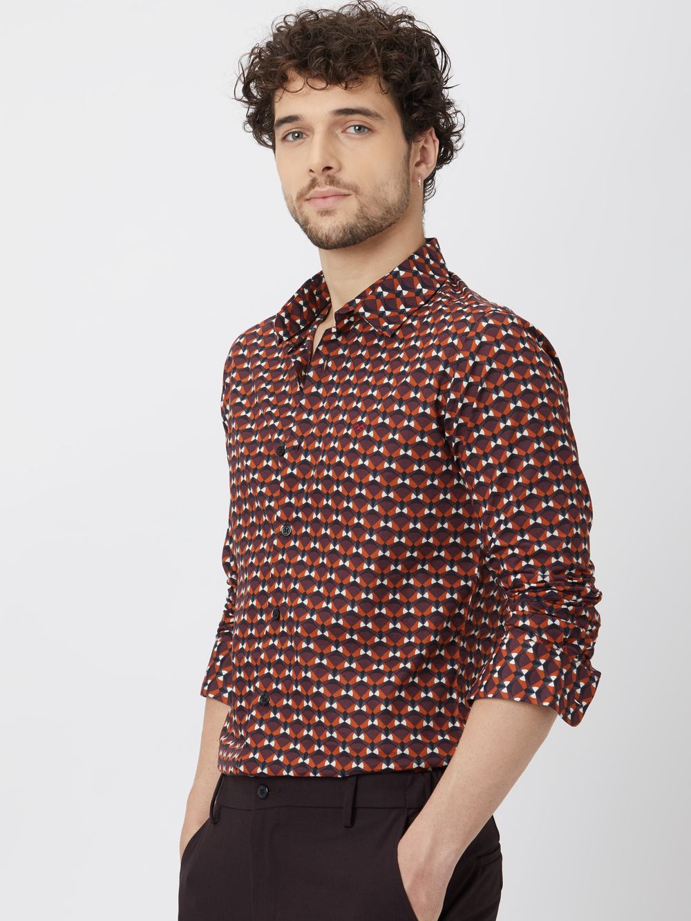 Rust Geometric Print Shirt