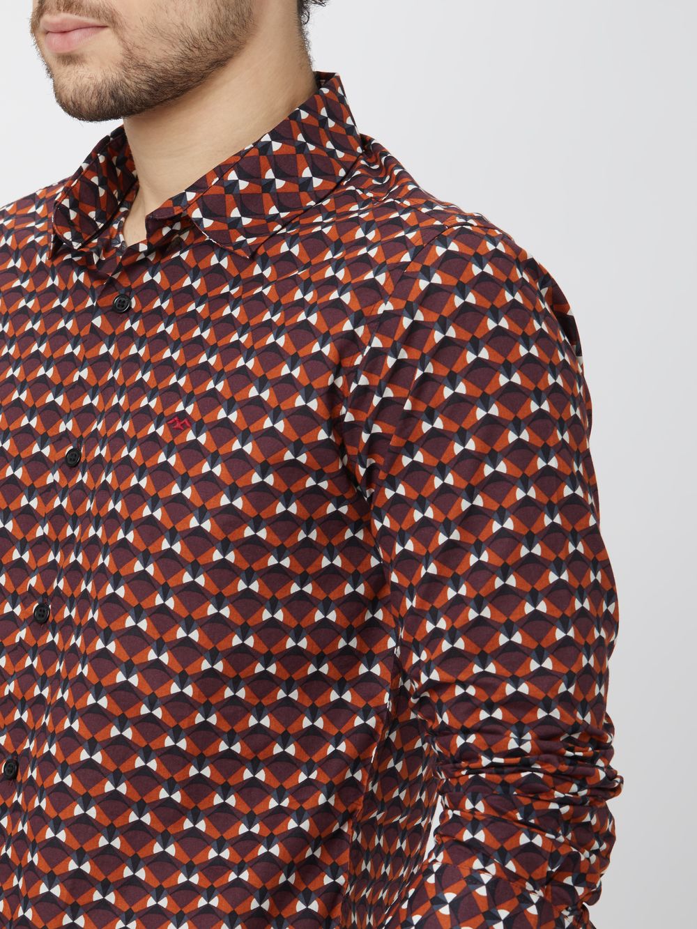 Rust Geometric Print Shirt