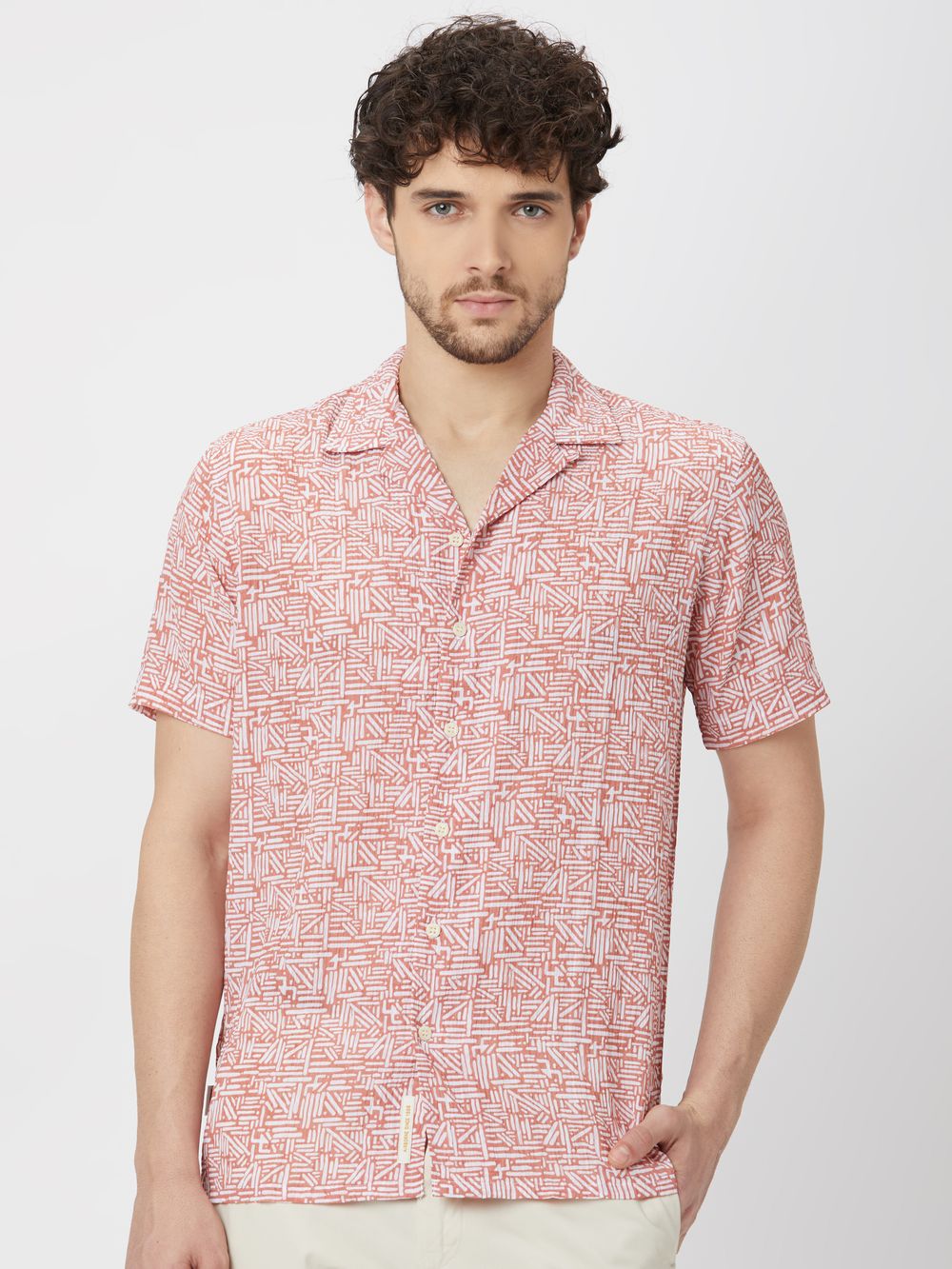 Pink Geometric Print Shirt