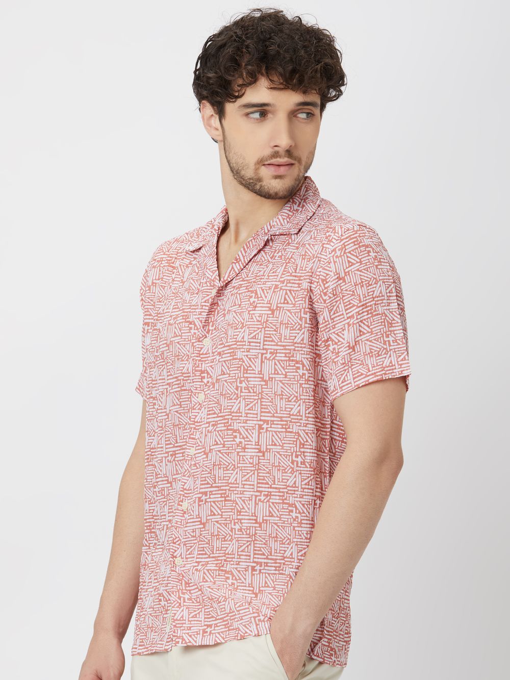 Pink Geometric Print Shirt