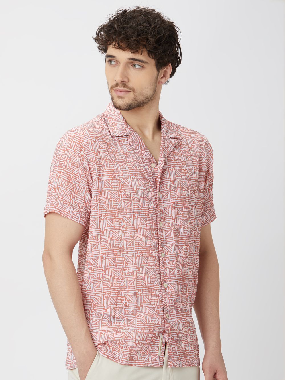 Pink Geometric Print Shirt