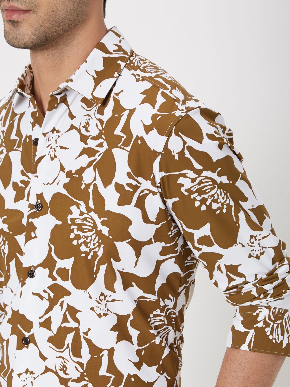 Olive Floral Print Shirt