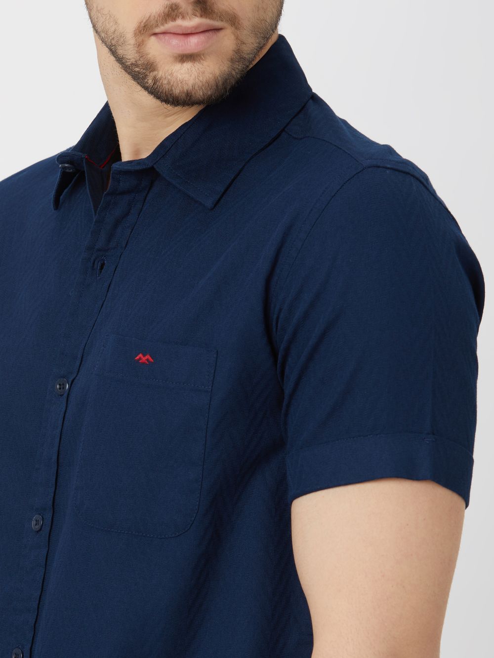 Navy Textured Dobby Shirt