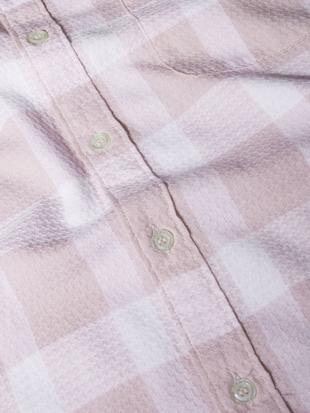 Pink & White Textured Check Slim Fit Casual Shirt