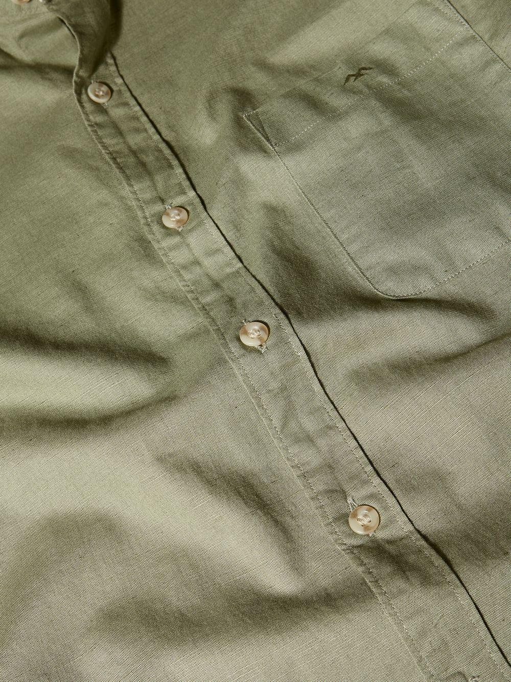 Light Olive Cotton Linen Plain Slim Fit Casual Shirt