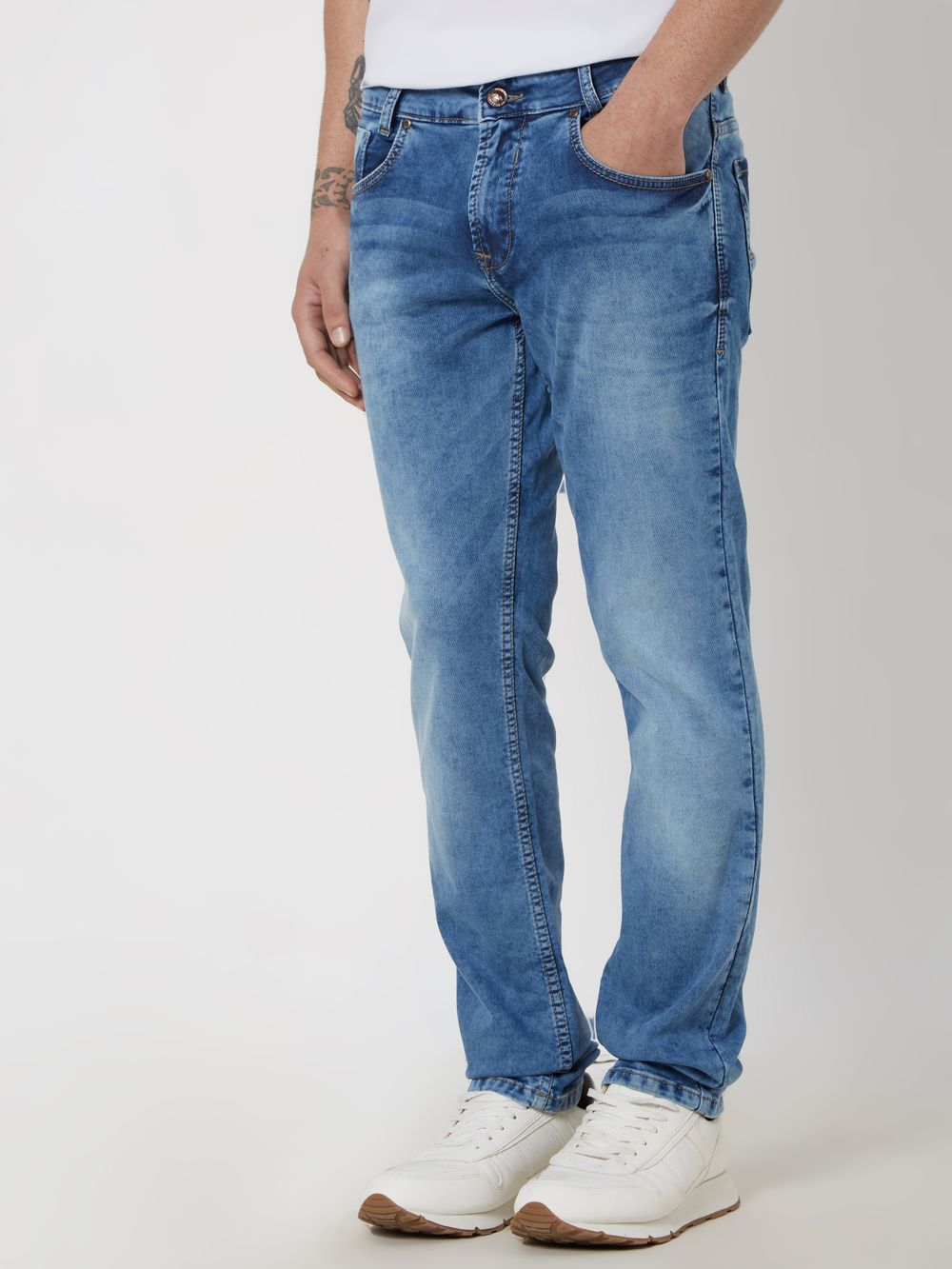 Mid Blue Super Slim Fit Denim Deluxe Stretch Jeans