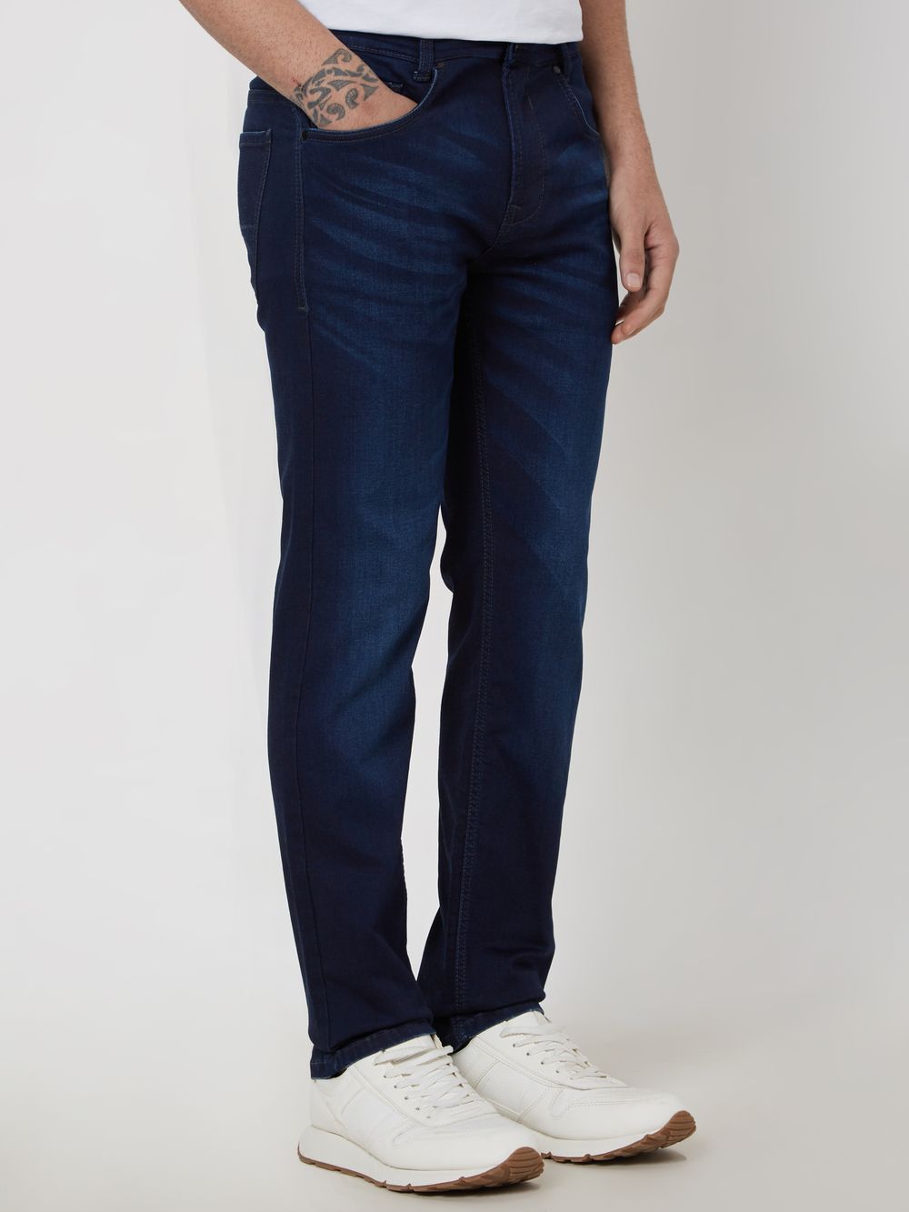 Dark Indigo Blue Narrow Fit Denim Deluxe Stretch Jeans