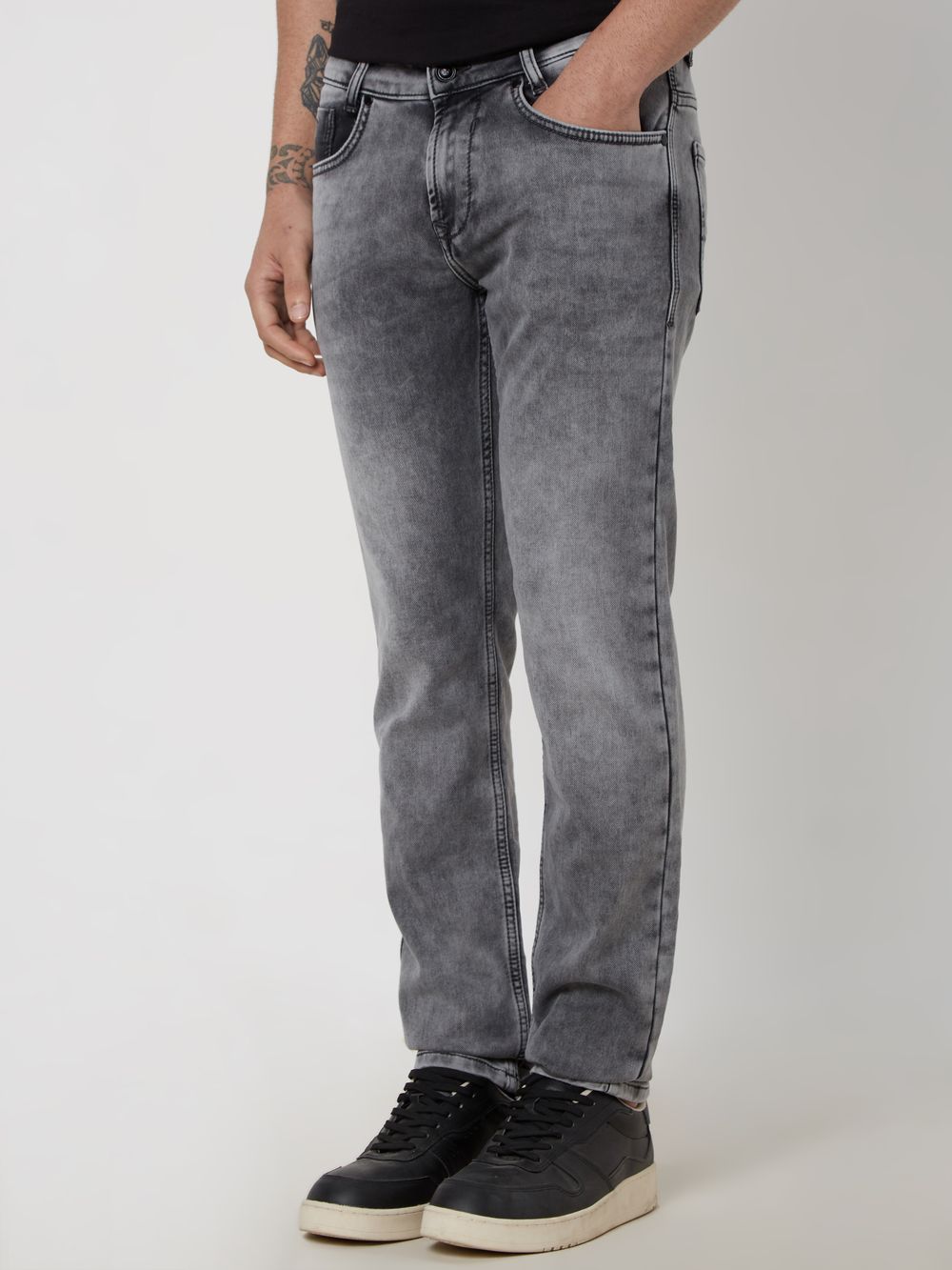 Grey Super Slim Fit Denim Deluxe Stretch Jeans